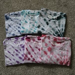 [6 TOTAL] Tie Dye Spiral T-Shirts | Unisex | Various Colors | Large